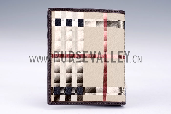 Burberry Haymarket Check Folding 6 Cards Wallet Black