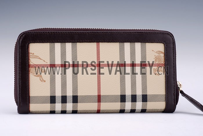 Burberry Nova Check Zip Around Wallet Black Trim