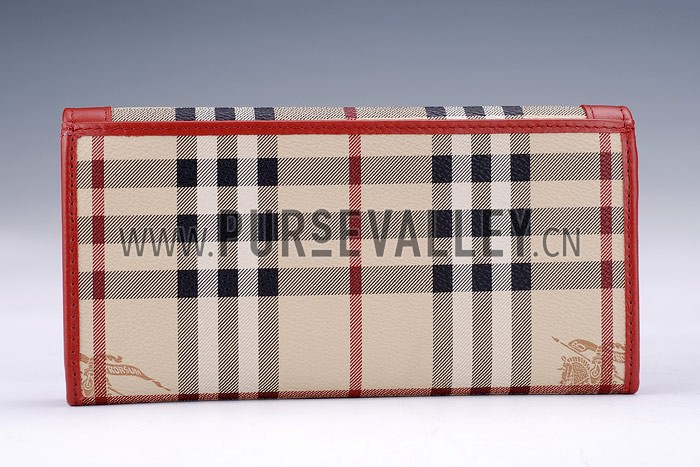 Burberry Haymarket Check Large Wallet Red