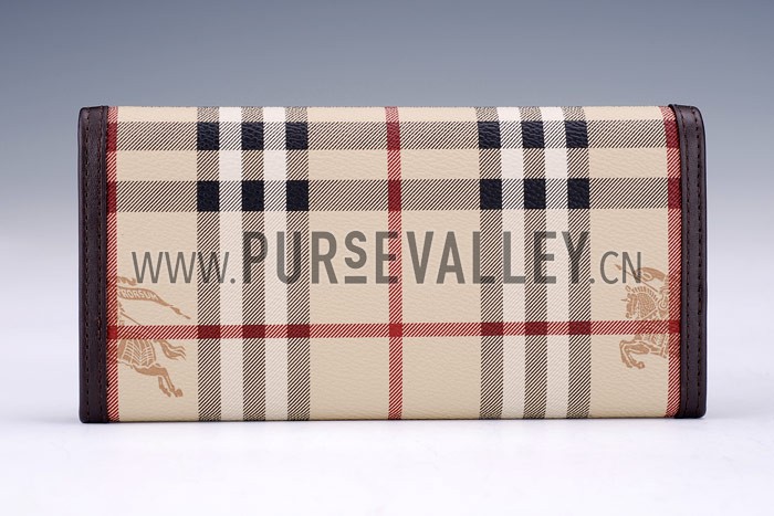 Burberry Haymarket Check Large Purse Dark Brown