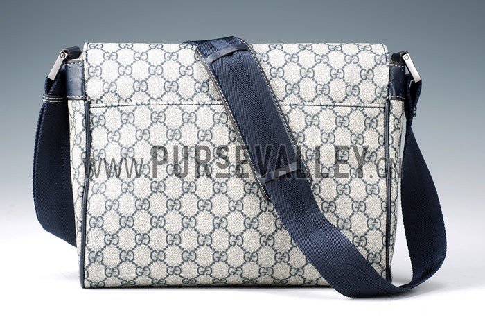 Gucci Monogram Canvas Messenger Flap Bag Navy