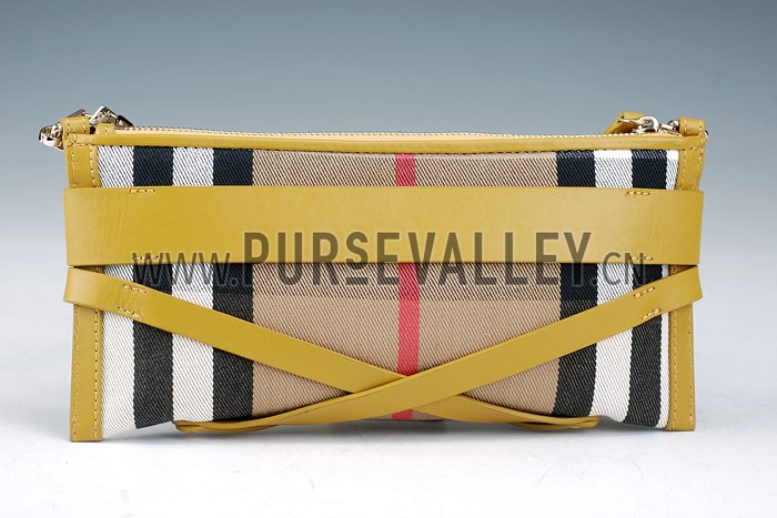 Burberry Small Bridle House Check Belted Clutch Yellow