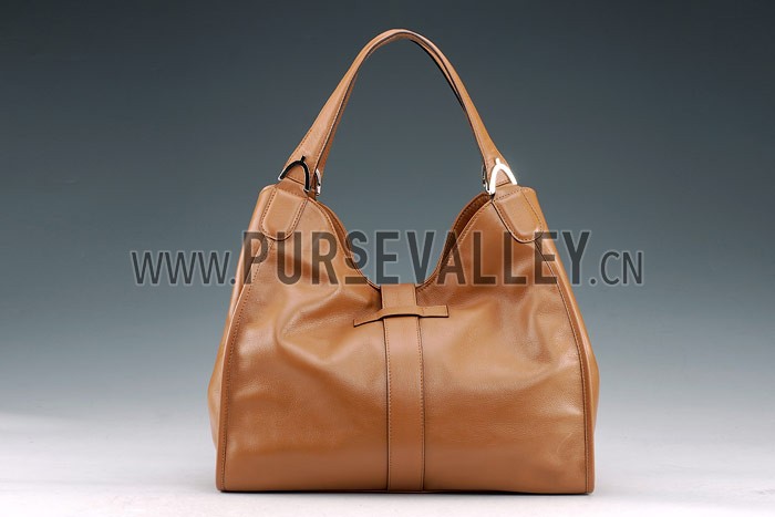 Gucci Soft Stirrup Tan Leather Large Shoulder Bag