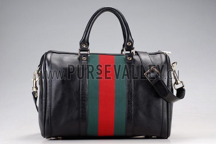 Gucci Vintage Web Medium Boston Black Bag