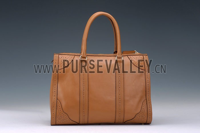 Gucci Duilio Brogue Tan Leather Tote