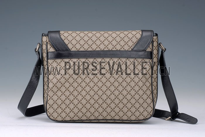 Gucci Canvas Medium Flap Messenger Bag Black Trim