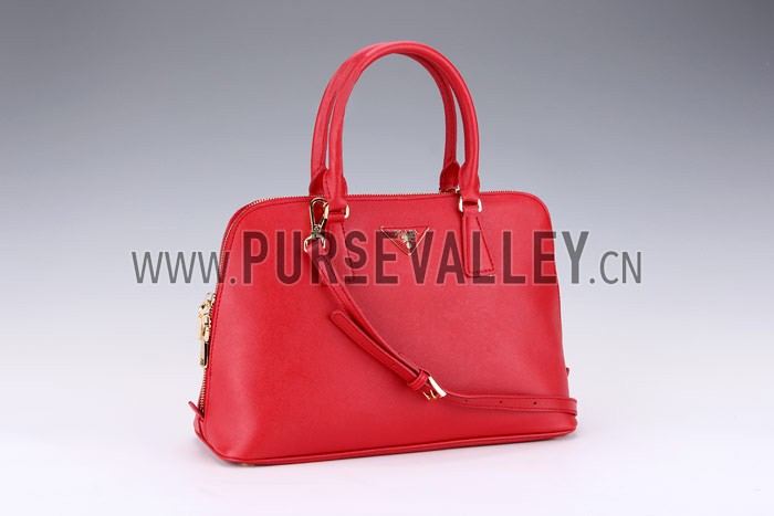 Prada Saffiano Medium Promenade Tote Red
