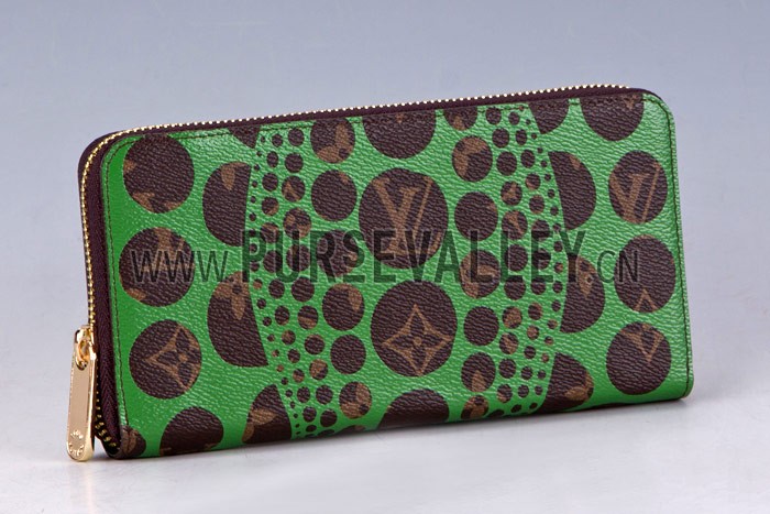 Louis Vuitton Zippy Long Wallet Yayoi Kusama Green