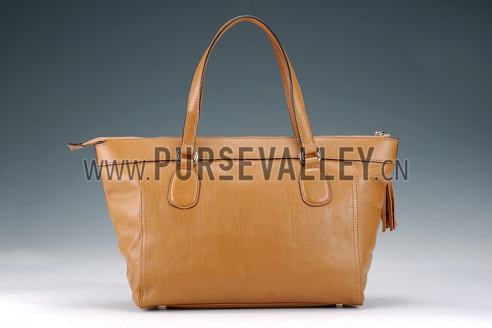Gucci Soho Tote with Embossed Interlocking G Dark Tan