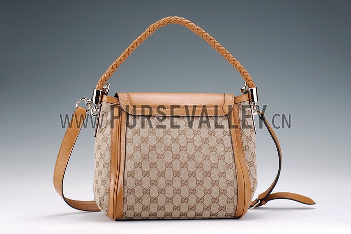 Gucci Marrakech Medium Canvas Flap Bag with Tassel Detail Tan