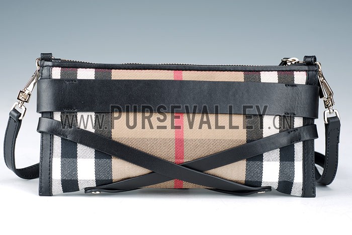 Burberry Small Bridle House Check Belted Clutch Black