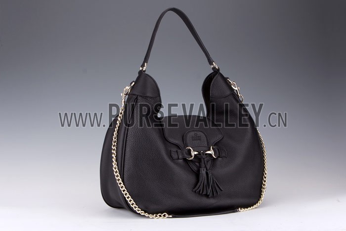 Gucci Emily Black Leather Hobo
