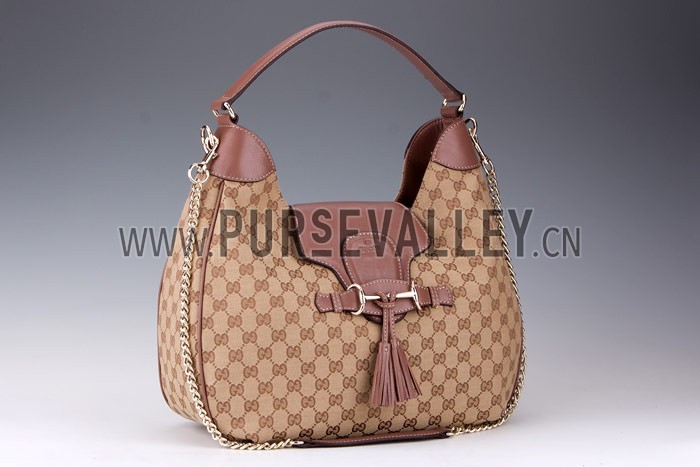 Gucci Emily GG Canvas Light Plum Leather Trim Hobo