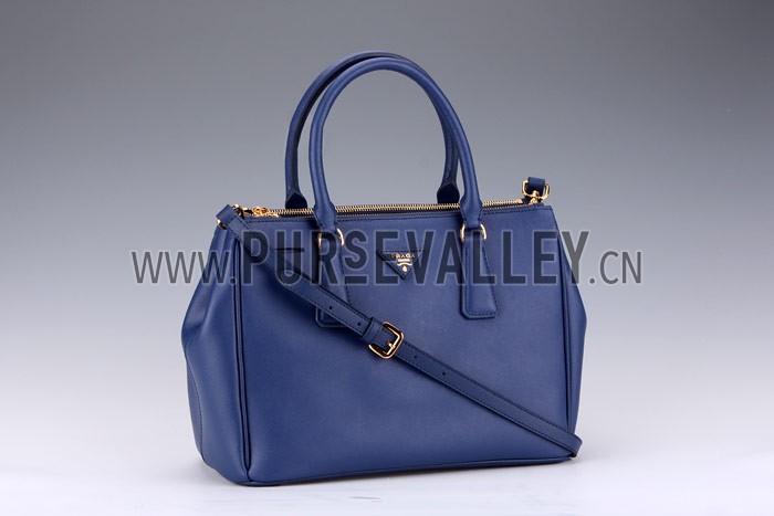 Prada Medium Saffiano Lux Top Handle Dark Blue