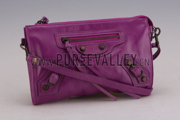 Balenciaga Giant Gold Envelope Wallet with Strap Purple