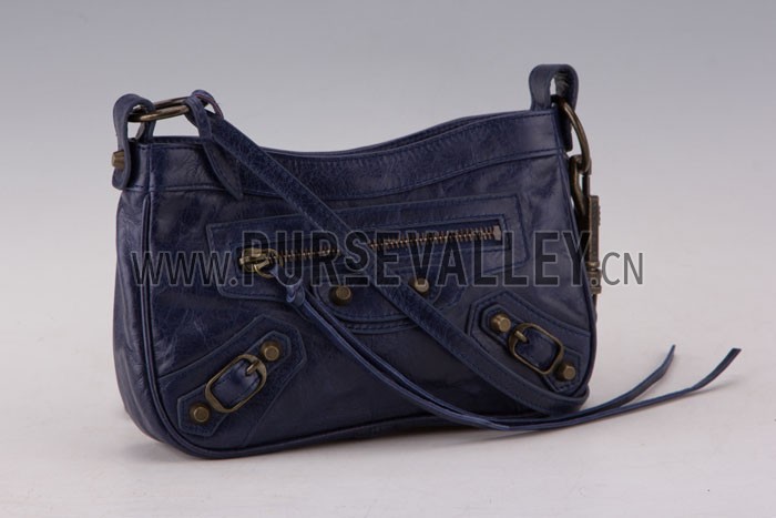 Balenciaga Giant Gold Hip Purse Dark Blue