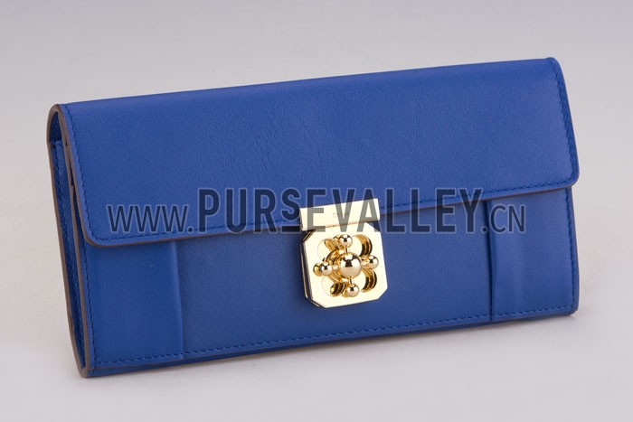 Chloe Elsie Long Wallet With Flap Bag Calfkin Blue