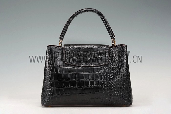 Louis Vuitton Capuciness Crocodile Leather Black MM 607547