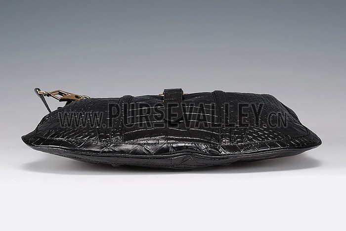 Burberry Black Croc Leather Hobo Bag 607776