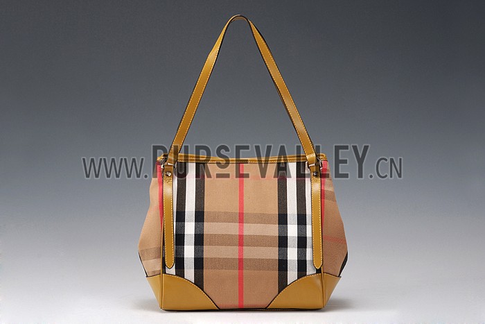 Burberry Small Bridle House Check Tote Bag Yellow 607781