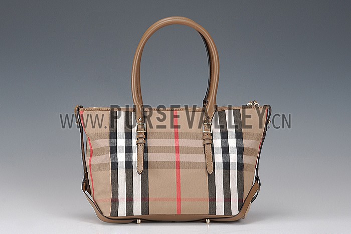 Burberry Medium Bridle House Check Tote Bag Brown 607782