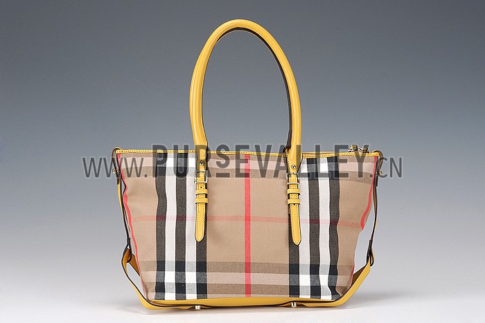 Burberry Medium Bridle House Check Tote Bag Yellow 607784
