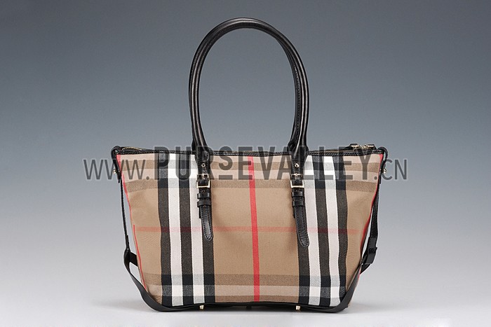 Burberry Medium Bridle House Check Tote Bag Black 607791