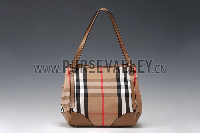 Burberry Small Bridle House Check Tote Bag Brown 607792