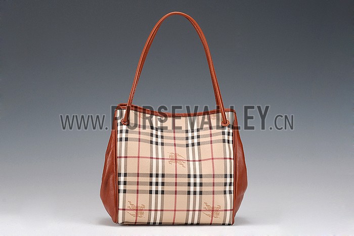 Burberry Small Haymarket Check Tote Bag Brown 607795