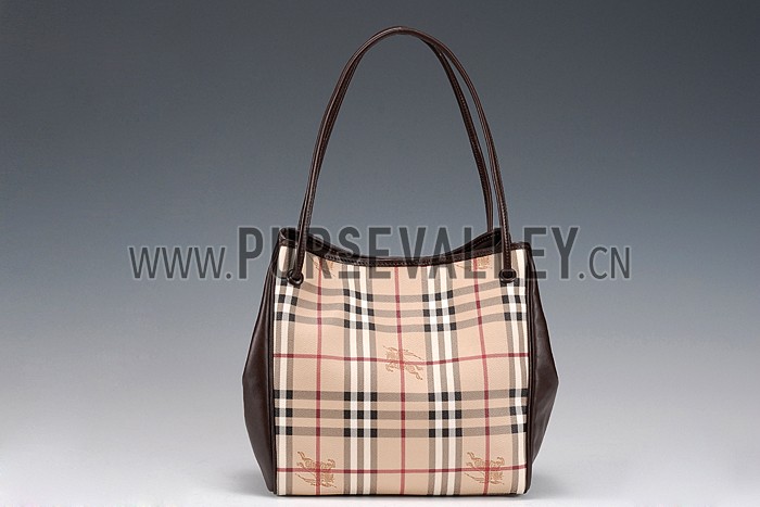 Burberry Small Haymarket Check Tote Bag Brown 607797