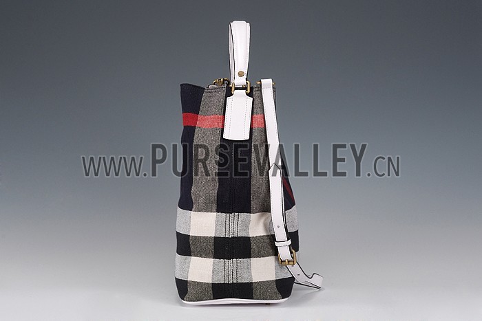 Burberry Medium Canvas Hobo Bag Dark Blue 607821
