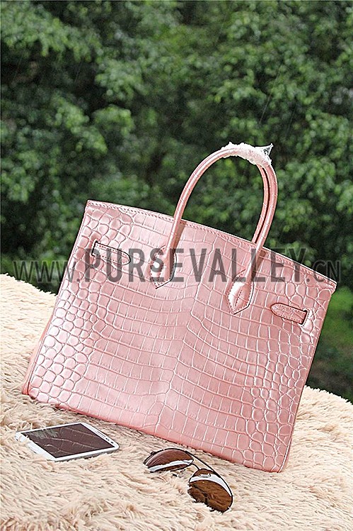 Hermes Birkin 35 Crocodile Rose Dragee 608058