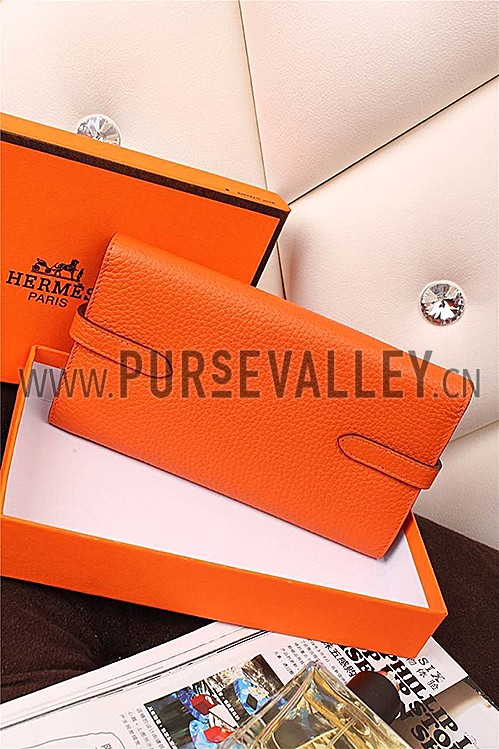 Hermes Kelly Long Wallet Orange 608074