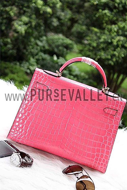 Hermes Kelly 28 Crocodile Leather Pink 608149