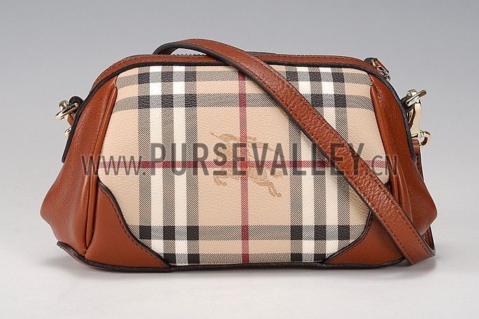 Burberry Haymarket Check Crossbody Bag Tan 608262