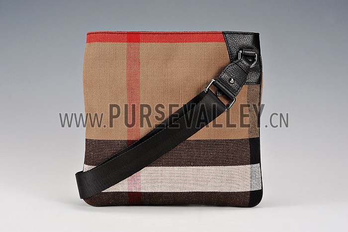Burberry Man Canvas Check Crossbody Bag Black 608272