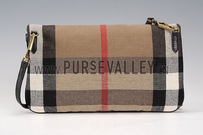 Burberry Canvas Check Foldover Crossbody Bag Black 608277