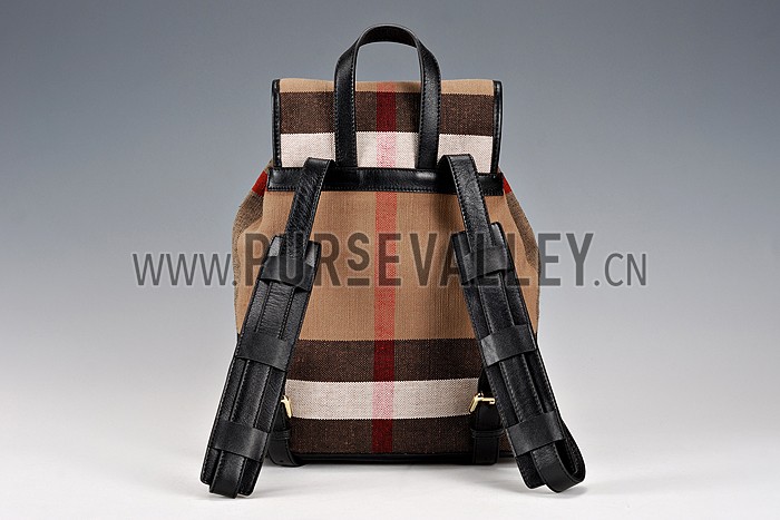 Burberry Canvas Check Backpack Honey Black 608280