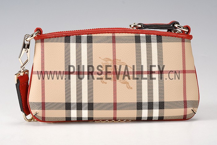Burberry Haymarket Check Wristlet Parade Red 608282