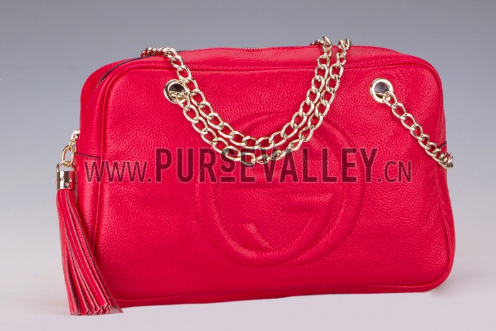 Gucci Medium Soho Rust Leather Shoulder Bag with Chain Straps