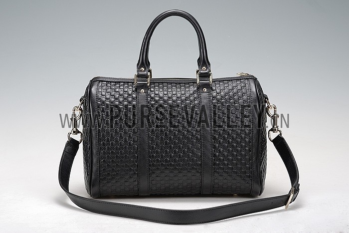 Gucci Nice Microguccissima Leather Boston Bag Black 607308
