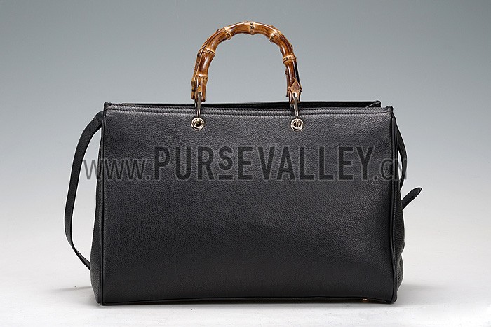 Gucci Bamboo Shopper Leather Tote Black 607312