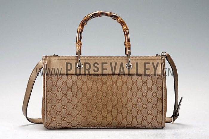 Gucci Bamboo Shopper Leather Small Tote Gold 607316