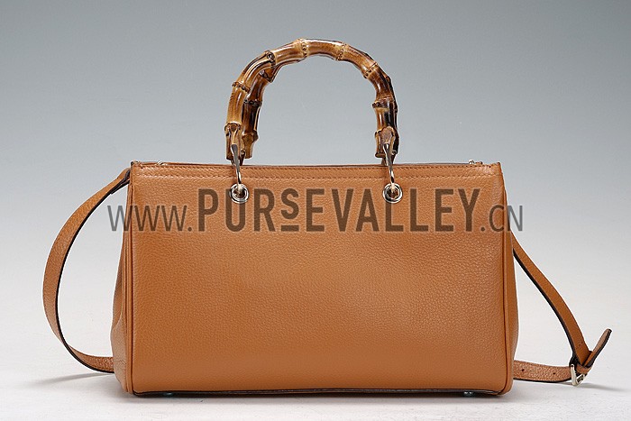 Gucci Bamboo Shopper Leather Small Tote Tan 607319