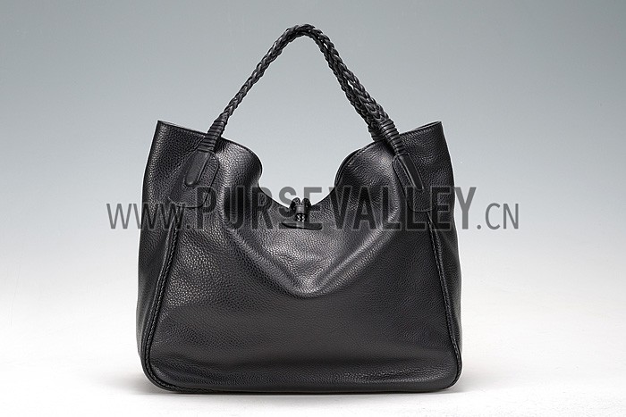 Gucci Hip Bamboo Leather Tote Black 607331