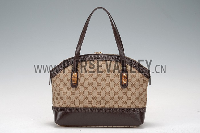 Gucci Laidback Crafty GG Canvas Top Handle Bag Brown 607347