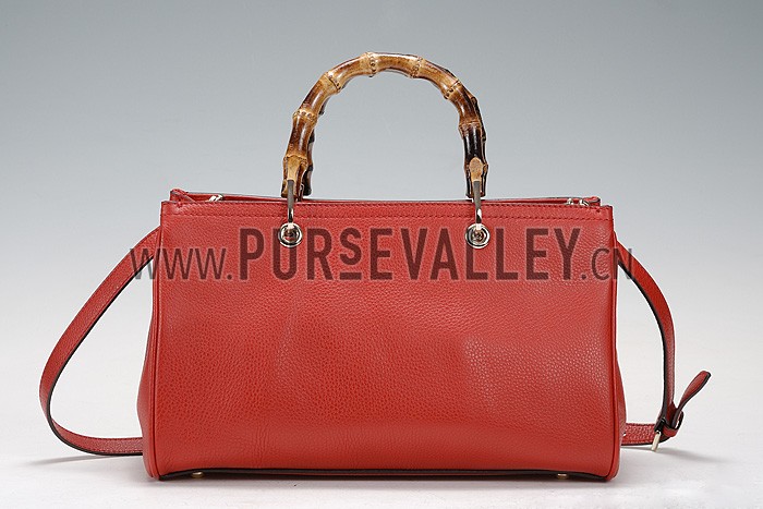Gucci Bamboo Shopper Leather Small Tote Red 607320
