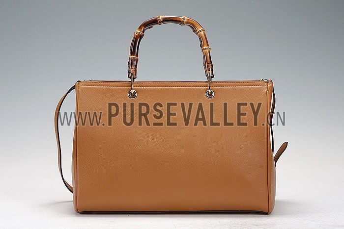 Gucci Bamboo Shopper Leather Tote Tan 607313