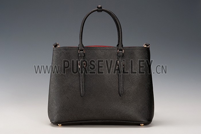 Prada Saffiano Double Tote Black