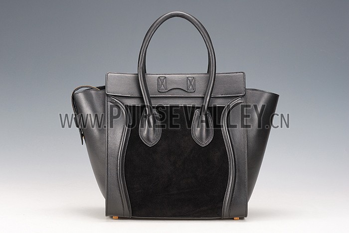 Celine Mini Luggage Black Leather/Suede Leather
